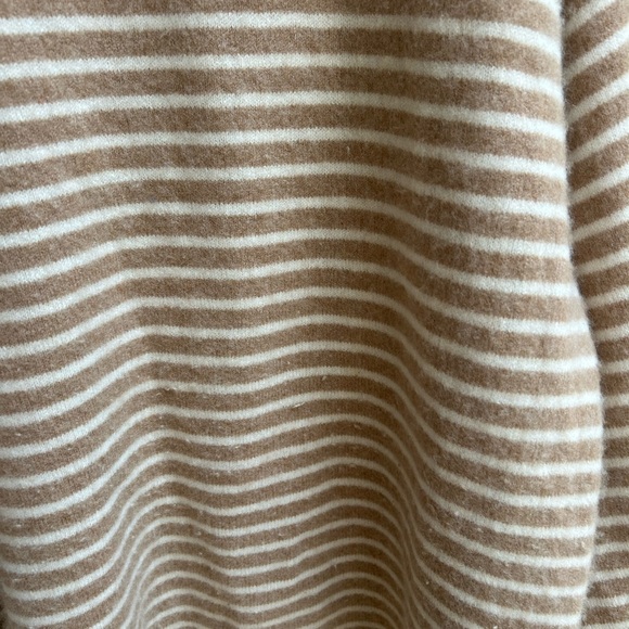 Free People Striped Oversized Cowl Neck Sweater - Size Large, Tan/White - Picture 8 of 10